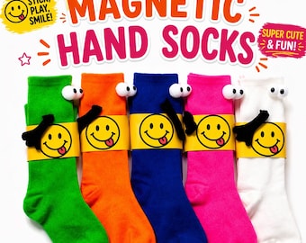 Magnetic Hand Holding Socks for Couples Funny Matching Socks Cute Gift for Boyfriend Girlfriend Novelty Socks