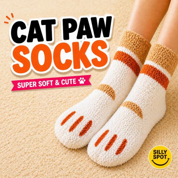 Cat Paw Socks Funny Cute Socks Gift for Cat Lovers Cozy Plush Socks Kawaii Animal Socks Women Gift