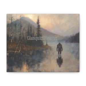 Bigfoot Painting, Sasquatch Wall Decor, Cryptid Artwork, Home Office Decoration, Mythical Creature Picture, Canvas Art