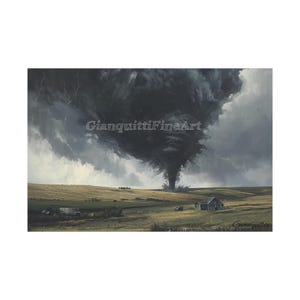 Tornado in a Field Painting, Nature Print, Landscape Artwork, Canvas Wall Art, Rural, Storm Painting, Rain Art, Tornado Art, Twister Art