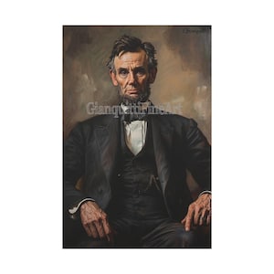 Abraham Lincoln Portrait, Matte Stretched Wall Art, Historical Decor, President Painting, Home Office Decoration, Canvas Print