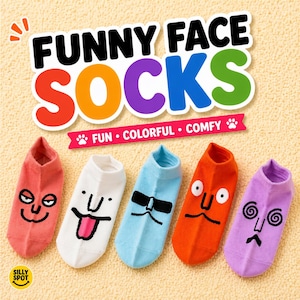Lustiges Gesicht Ankle Socken, niedliche Cartoon-Socken, No Show Socken Frauen Männer, Neuheit Socken Geschenk, Kawaii Socken, lustige Socken für Kinder Teenager