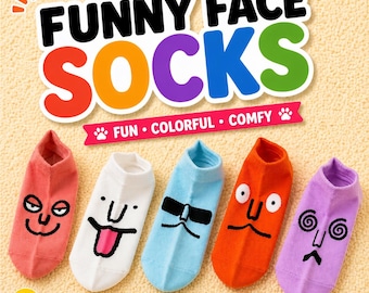 Funny Face Ankle Socks, Cute Cartoon Socks, No Show Socks Women Men, Novelty Socks Gift, Kawaii Socks, Funny Socks for Kids Teens