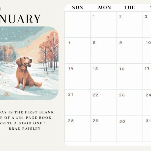 2024 Dog Calendar with Inspirational Quotes