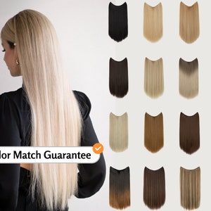 Straight Halo Hair Extensions, Invisible Wire Hair Extension, Wig Hair Piece, Like Real Human Hair Extension, Fake Hair Halo Wig for Women