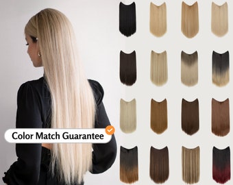 Straight Halo Hair Extensions, Invisible Wire Hair Extension, Wig Hair Piece, Like Real Human Hair Extension, Fake Hair Halo Wig for Women