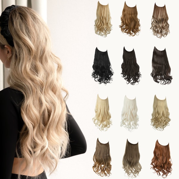 Halo Hair Extensions, onzichtbare draad haarverlenging, pruik haarstuk, zoals echte menselijke haarextensie, nep haar Halo pruik, golvende Halo extensie