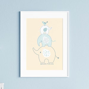 Gender neutral nursery wall art. Cute elephant nursery print. Yellow nursery decor. Babys room artwork. INSTANT download.