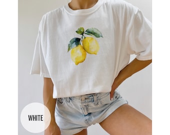 Lemon Shirt Fruit Graphic Shirt Vintage Shirt Tee for Women Lemon T-Shirt Gift for Her Boho Shirt Fruit Shirt Citrus Summer Tee Lemon Lover