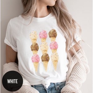 Ice Cream Cone Pattern Shirt, Gift for Icecream Enthusiast, TShirt for Foodie, Dessert Summer Tee, Vacation T-Shirt, Beach Party Outfit, Hot