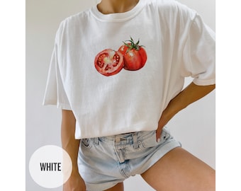 Tomato Shirt Graphic Shirt Vintage Shirt Tee for Women Tomato T-Shirt Gift for Her Boho Shirt Vegetable Shirt Summer Tee for Tomato Lover