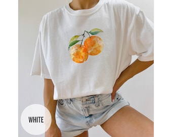 Orange Shirt Fruit Graphic Shirt Vintage Shirt Tee for Women Orange T-Shirt Gift for her Boho Shirt Fruit Shirt y2k Gift for Orange Lover