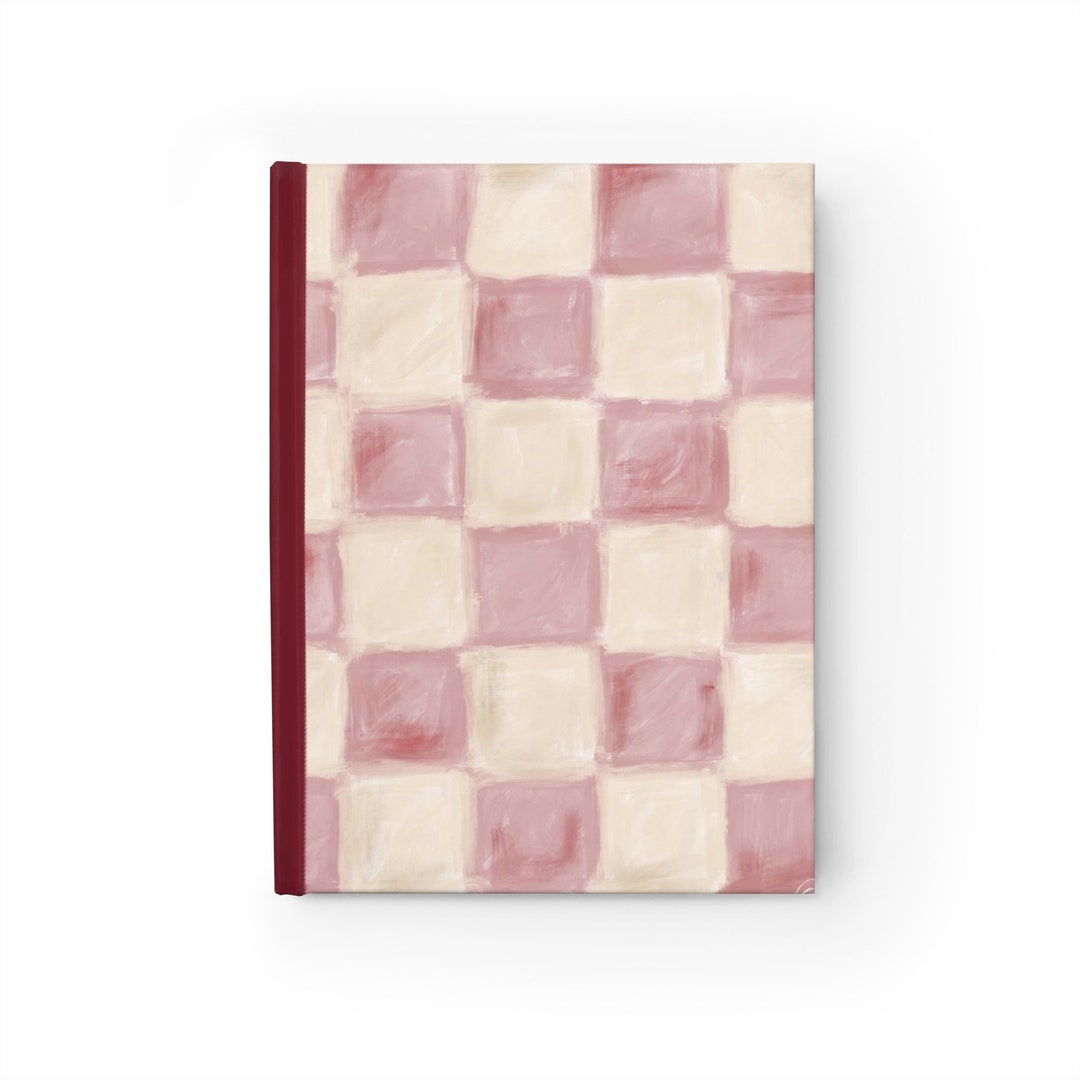 Hardcover Journal Matte Checker Blush and Bone Journal Textured Sketch Book Aesthetic Journal