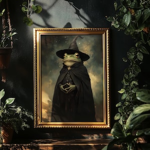 Wise Wizard Frog Print | Cute Amphibian Art | Magical Illustration | Fantasy Wall Decor | Enchanting Frog Art Gift