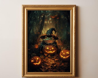 Frosch Kunstdruck | Halloween Digitaldruck | Witchy Dekor | Halloween Frosch Dekor | Halloween-Kunst