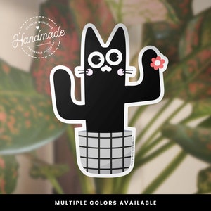 Cactus gato pegatina gato amante regalo / lindo gato plantas kawaii gato divertido gato pegatinas / pegatinas frescas, pegatinas lindas, pegatina Kawaii