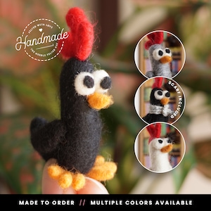 Needle Felted Chicken Gift, Felt Animals Gift | Needle Felted Animals Small Chicken Art, Funny Chicken Decor, Cute Chicken Ornament