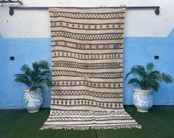 Area Rug Unique - Kilim Dhurrie Rug - Moroccan Rug Amazing - Berber Rug Wool - Handmade Rug For Living Room - Bohemian Rug