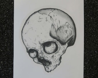 Rolling Eyes Skull Matte Transparent Sticker - Water Resistant Sticker | Laptop Sticker | Illustration | Skull Art