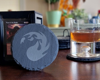 Custom Coasters - Black Slate -  Commander, EDH, cEDH, Magic the Gathering, MTG Proxies