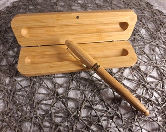 Personalisiertes Holz Füllfederhalter-Set, individuell gravierter Füllfederhalter aus Holz, Füllfederhalter mit Stiftetui,
