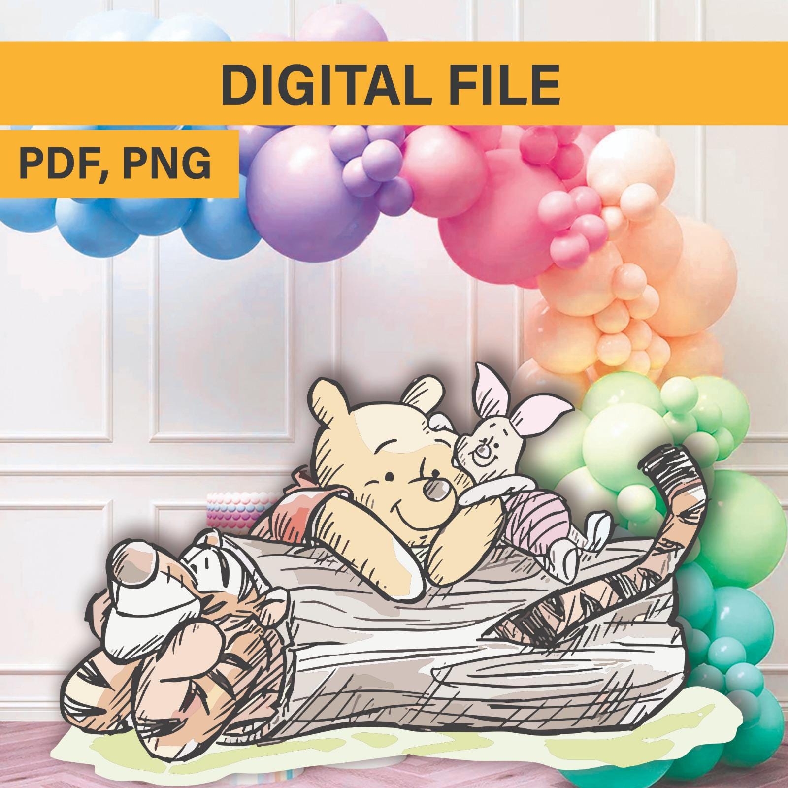 Winnie the Pooh Cutout: Birthday Party Decoration (Digital Download)