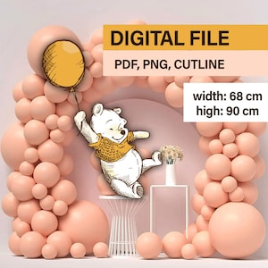 Winnie the Pooh Cutout: Vintage Birthday Party Decor (PNG, PDF Digital Download