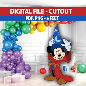 Recorte de Mickey Mouse Mago: Decoración para fiesta de cumpleaños de mago (Descarga digital)