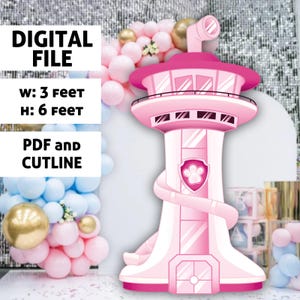 Grande decoração Torre de pata, Torre de patrulha recortada, Torre de pata, PNG, Decoração de festa, Arquivo digital, Chá de bebê, Festa de aniversário, Aniversário de menina pata, Suporte de pé,