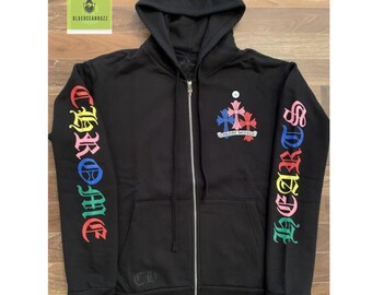 Unisex Streetwear Inspired beautiful multi color Zip Up Hoodie Black