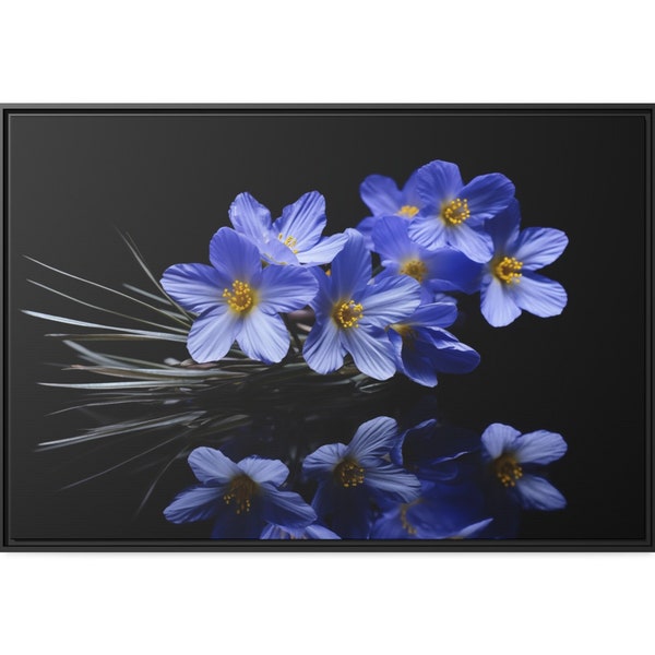 Sisyrinchium Angustifolium (Blue Eyed Grass Flowers) Wall Art Design | Canvas Print Décor Home & Office Decoration | Canvas Ready To Hang