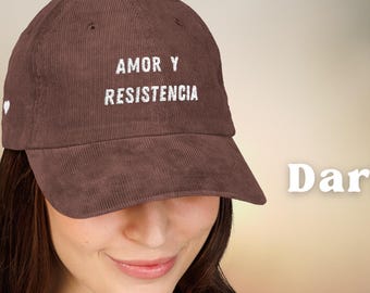 Amor y Resistencia Corduroy Cap | Social Justice Hat, Latinx Pride, Unisex Activist Apparel, Resistance & Solidarity Hat