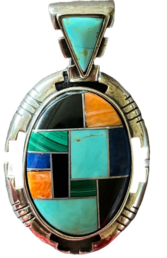 Carolyn Pollack Sterling Pendant w/ inlaid turquoi