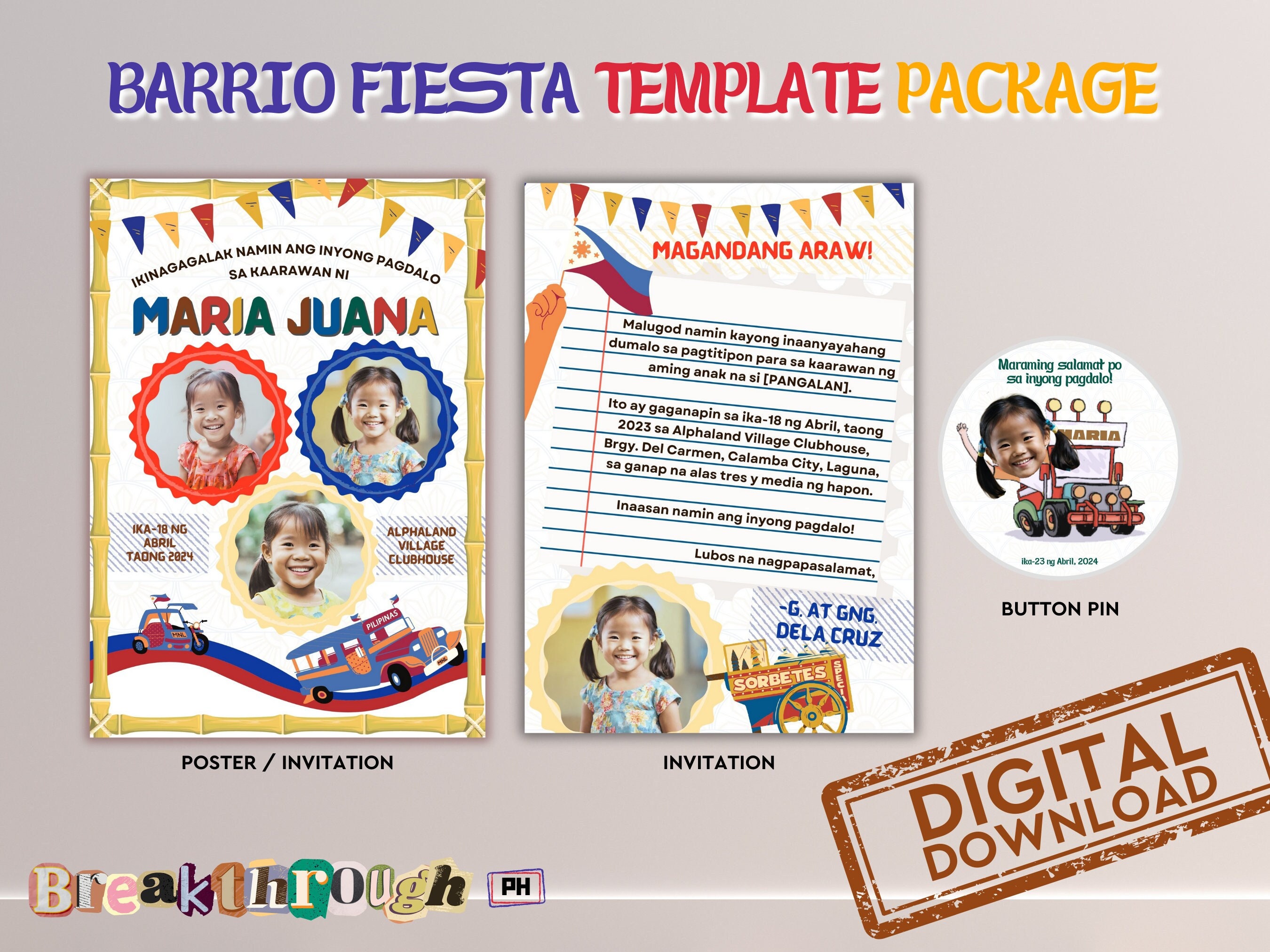 Invitation Birthday Filipino Theme Party Philippines Invite Template