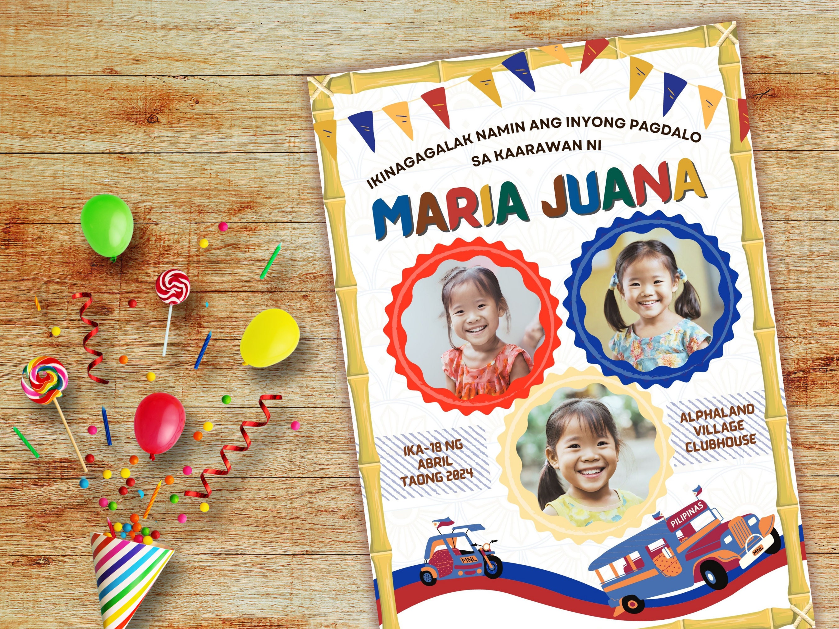 Invitation Birthday Filipino Theme Party Philippines Invite Template