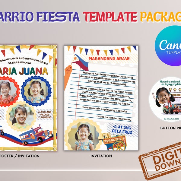 Invitation Birthday Filipino Theme Party Philippines Invite Template Pinoy Fiesta Set Editable Template Filipino