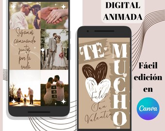 Tarjeta digital animada San Valentín. Tu Mensaje, Tu Estilo: Tarjeta de Amor Personalizable en Canva (Version En español)