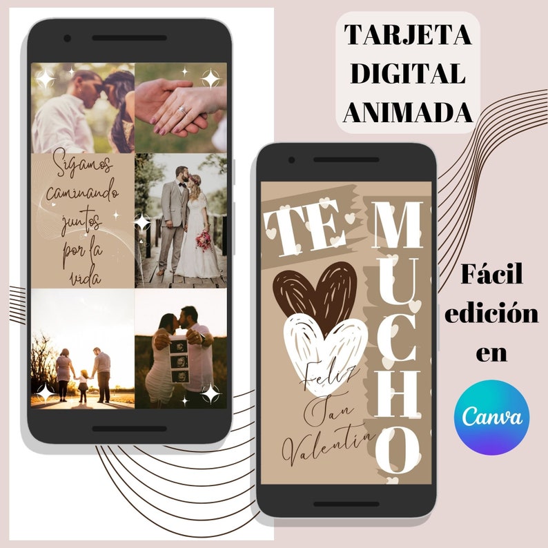 Tarjeta digital animada San Valentín. Tu Mensaje, Tu Estilo: Tarjeta de Amor Personalizable en Canva Version En español imagen 1