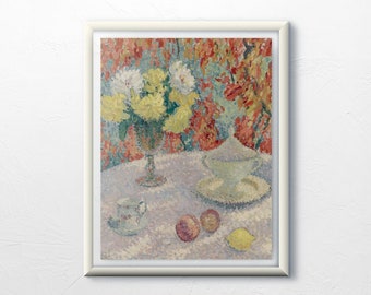 Still Life with Yellow Flowers | High Quality Printable Wall Art | Vintage Poster | Unique Bright Eclectic Oil Painting | Digital Download