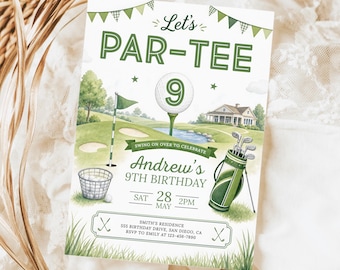 Golf Birthday Invitation, Par Tee Top Golf Party Invite Template BN062