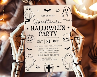 Uitnodiging voor een Halloweenfeest, Spooktaculair Halloweenfeest uitnodigingssjabloon BN045