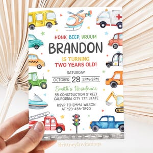 Editable Transportation Birthday Invitation, Transportation Invitation, Vehicle Party Invite, Truck Birthday Invitation, 5x7 Invites