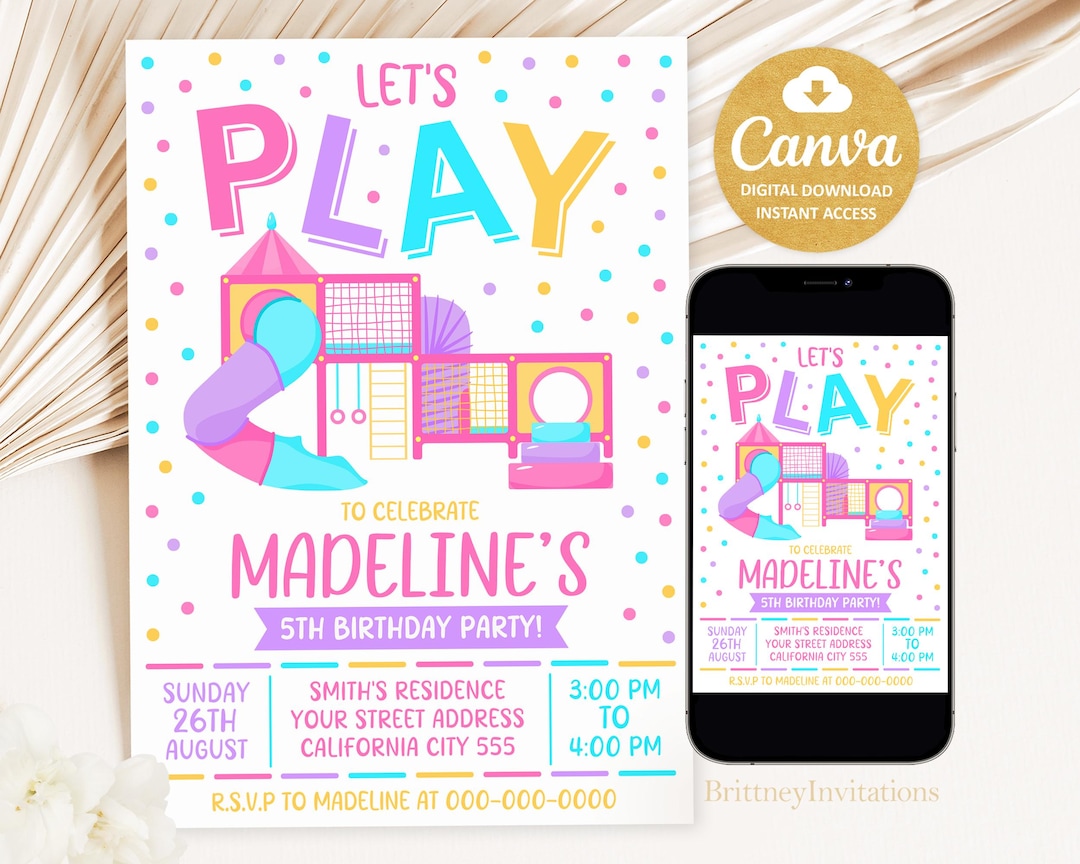Editable Playground Birthday Invitation, Jungle Gym Party Invite ...