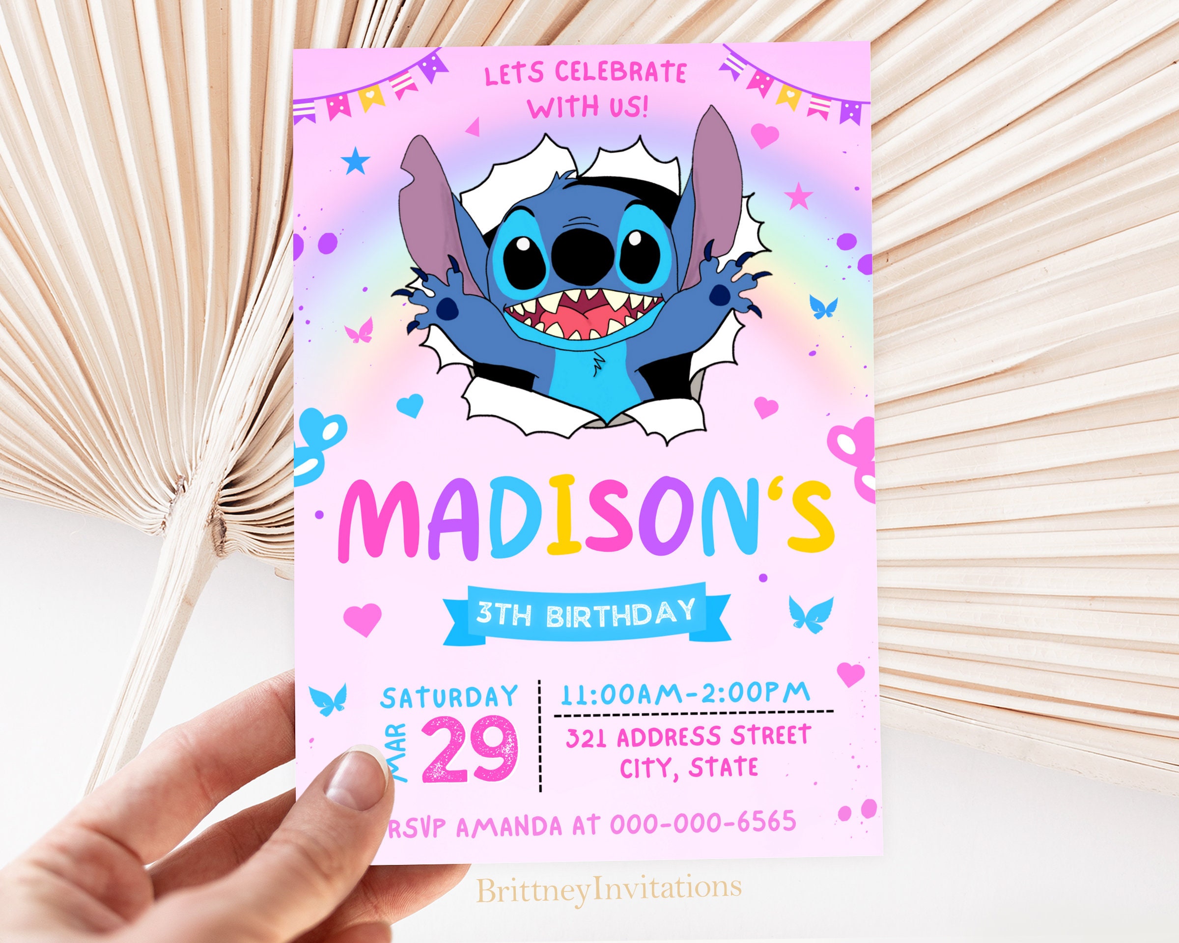 Stitch Birthday Invitation Stitch Invitation Editable Birthday Party Invites 5x7