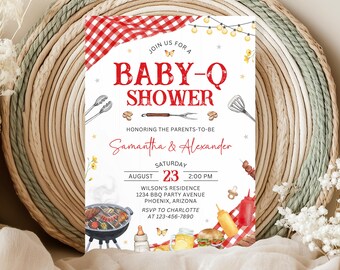 Baby-Q Baby Shower Invitation, Backyard BBQ (5x7 Template)