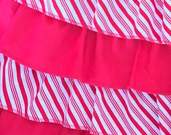 Candy Cane ruffled tree skirt - sewn and serged choose Red or White