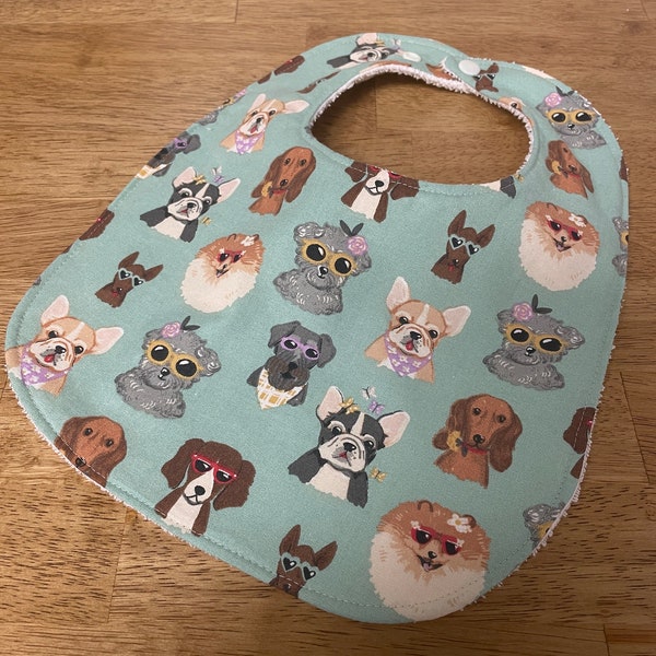 Cool Puppies - Infant or Toddler Bib - terry cloth - adjustable snaps