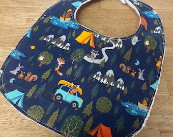Great Outdoors- Infant or Toddler Bib - terry cloth - adjustable snaps