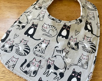 Kittens - Infant or Toddler Bib - terry cloth - adjustable snaps