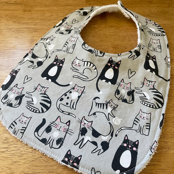 Kittens - Infant or Toddler Bib - terry cloth - adjustable snaps